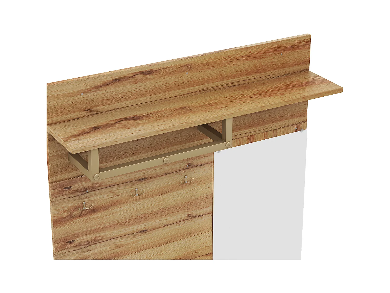 Ensemble vestiaire d'entrée 100x38x190 cm - avec miroir et patères -  Avec meuble à chaussures et banc à chaussures - Naturel+noir