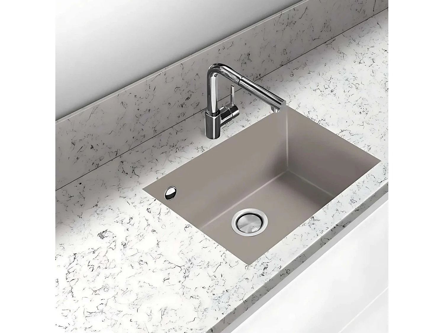 Évier sous-plan 1 Cuve 69x40x20cm R5mm - Quartz Titanium -  Quadra BE FRÉCAN