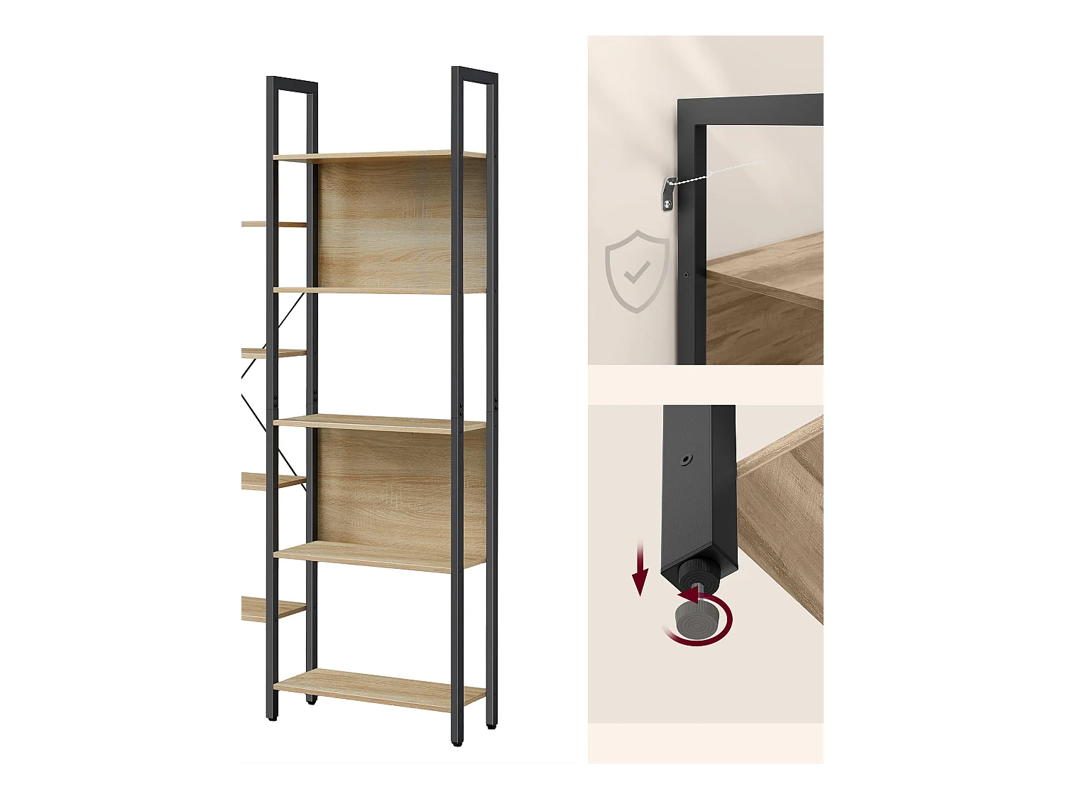 Valora Doppel-Bücherregal – Sonoma-Eiche Loft-Stil mit 14 Regalen