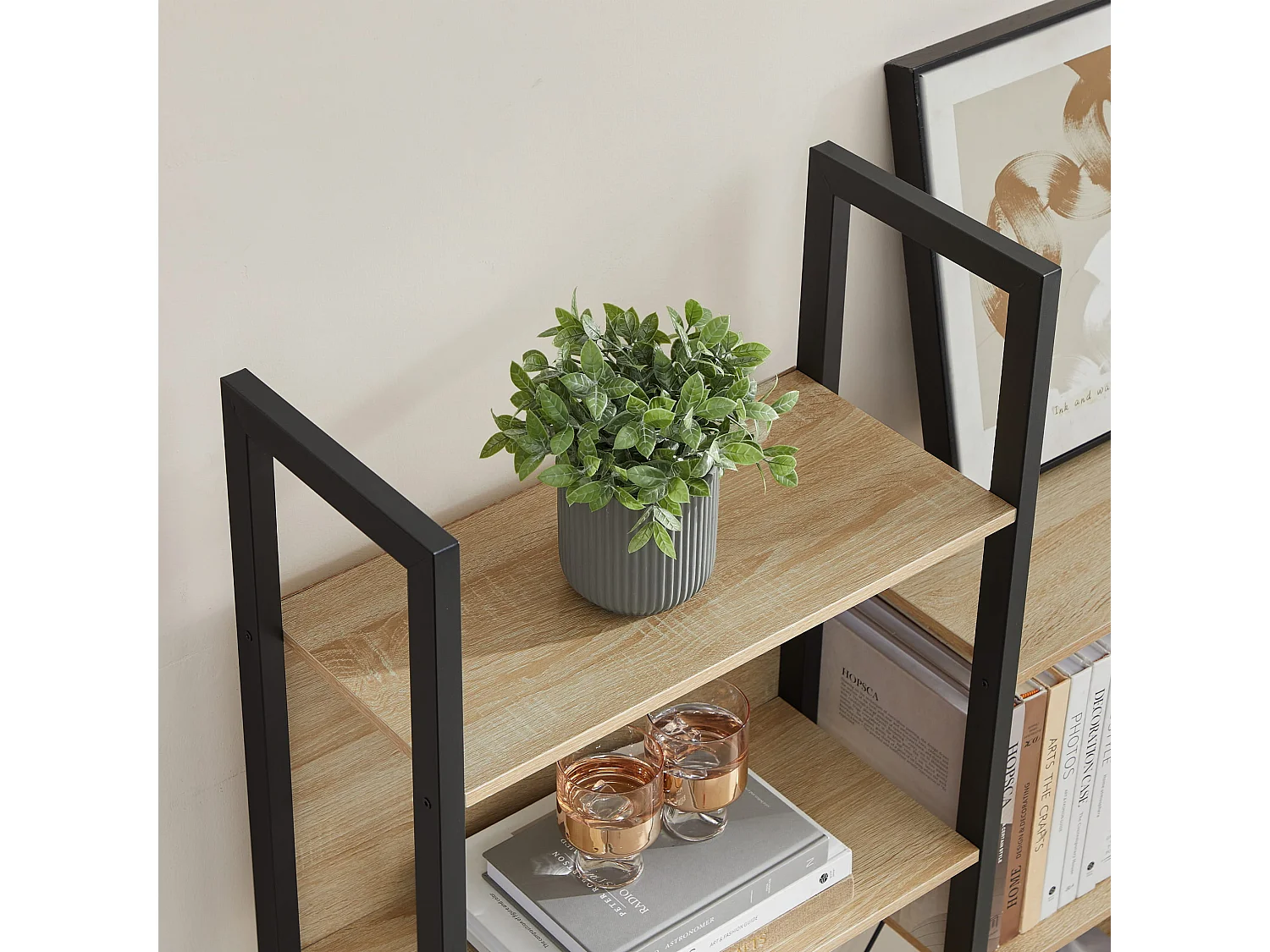 Bibliothèque double Valora – Style loft en chêne Sonoma avec 14 étagères