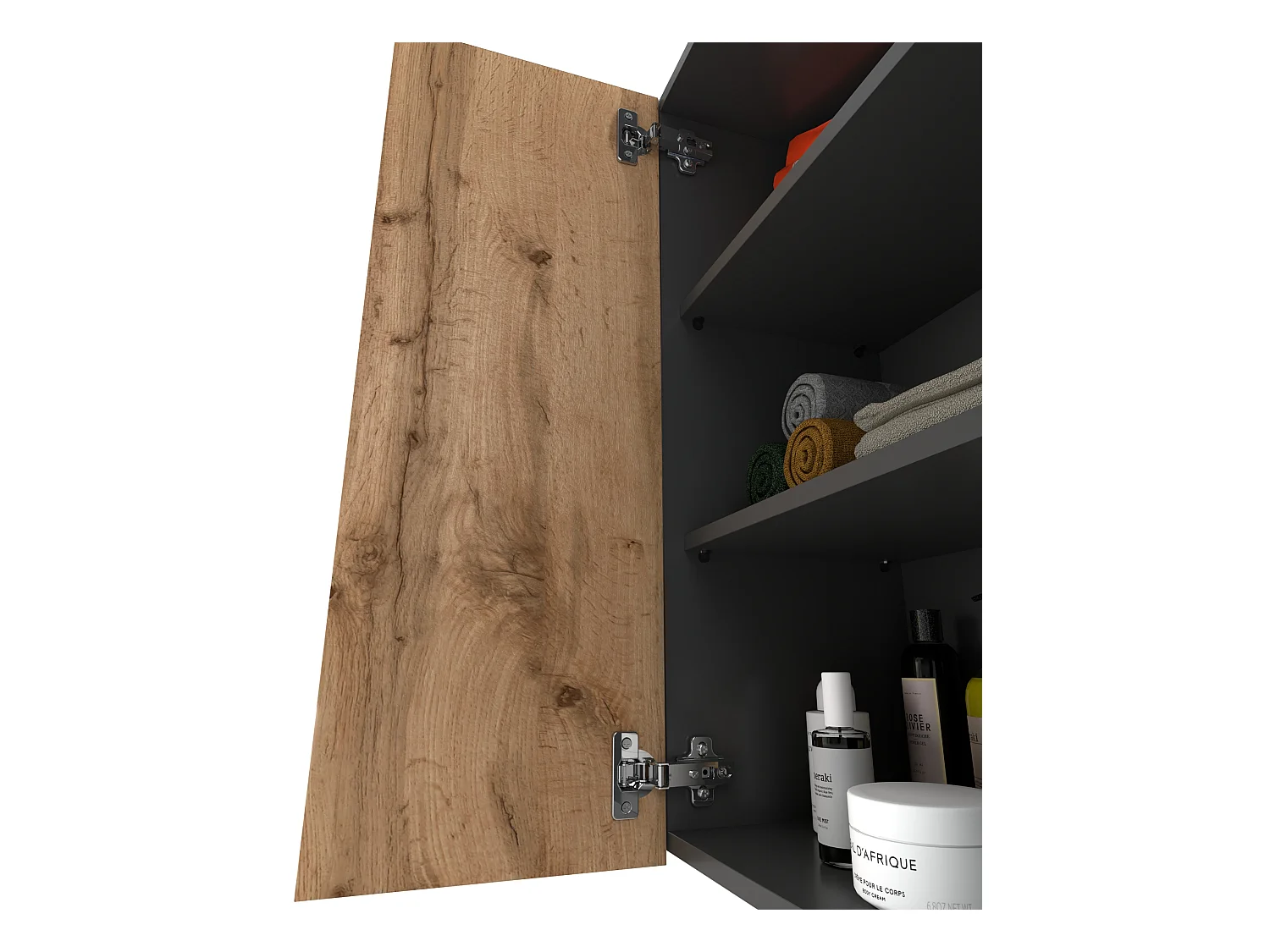 Armoire murale Chêne Wotan+GRIS  60 cm – Meuble haut et colonne pour salle de bain
