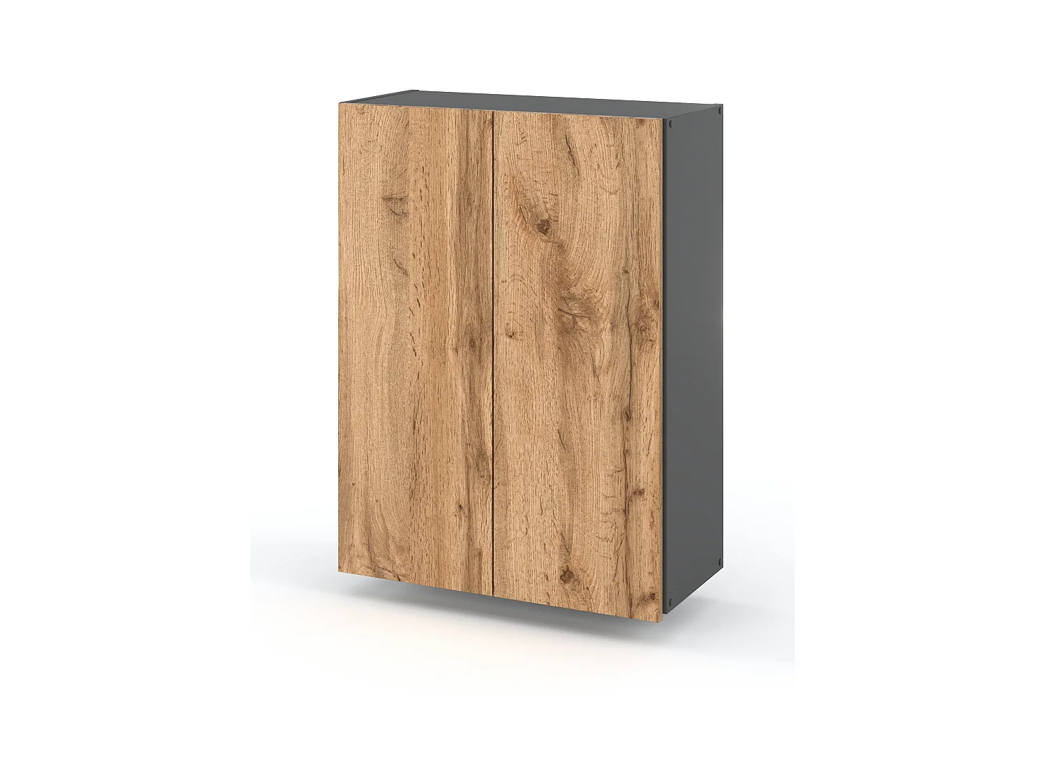 Armoire murale Chêne Wotan+GRIS  60 cm – Meuble haut et colonne pour salle de bain