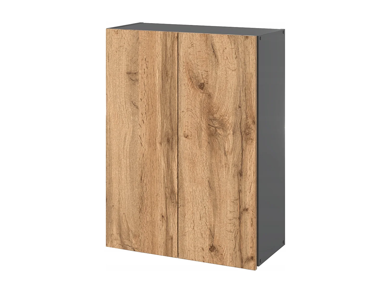 Armoire murale Chêne Wotan+GRIS  60 cm – Meuble haut et colonne pour salle de bain