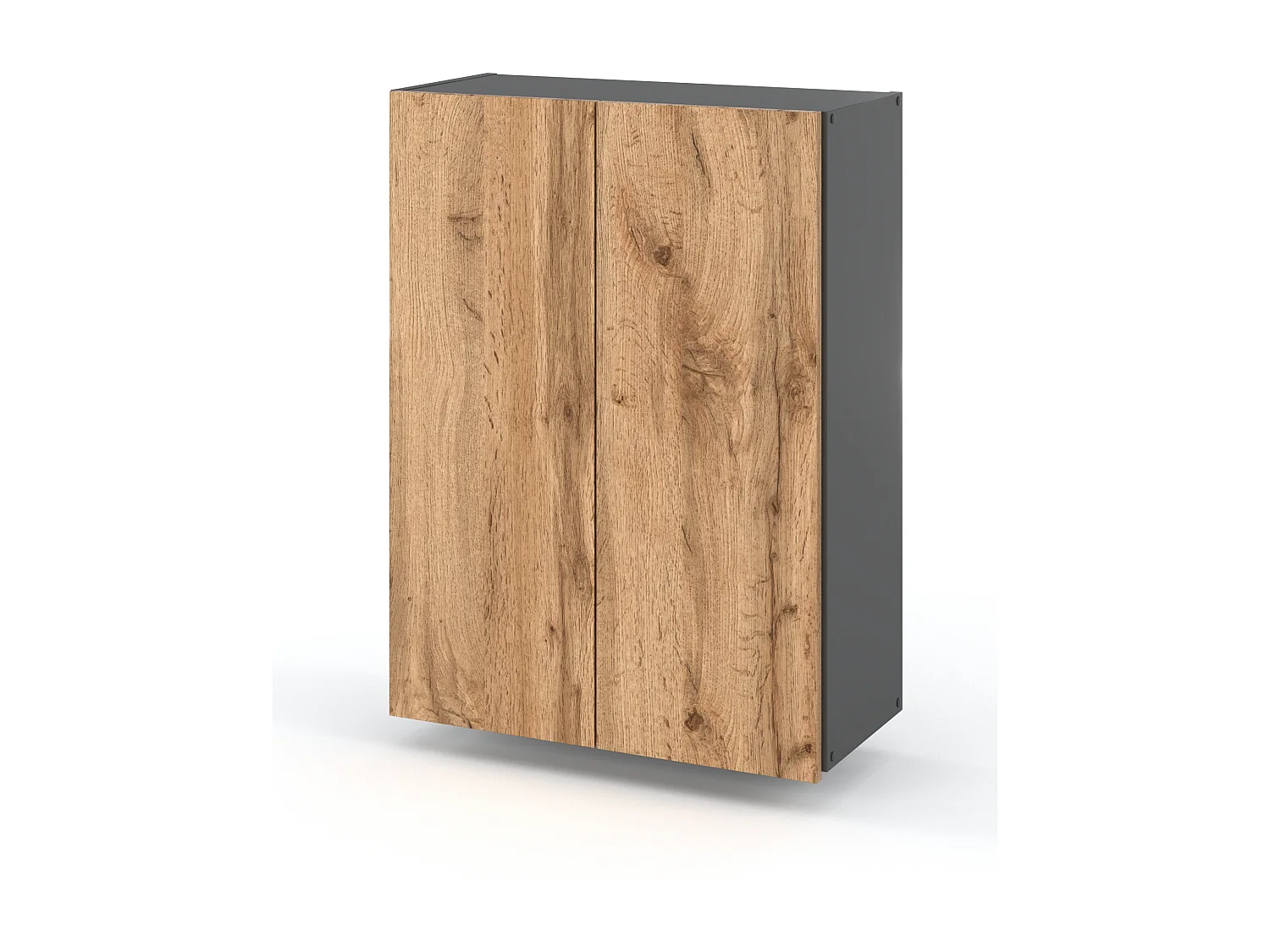 Armoire murale Chêne Wotan+GRIS  60 cm – Meuble haut et colonne pour salle de bain