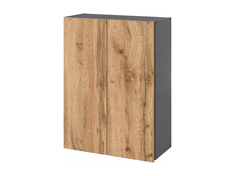 Armoire murale Chêne Wotan+GRIS  60 cm – Meuble haut et colonne pour salle de bain