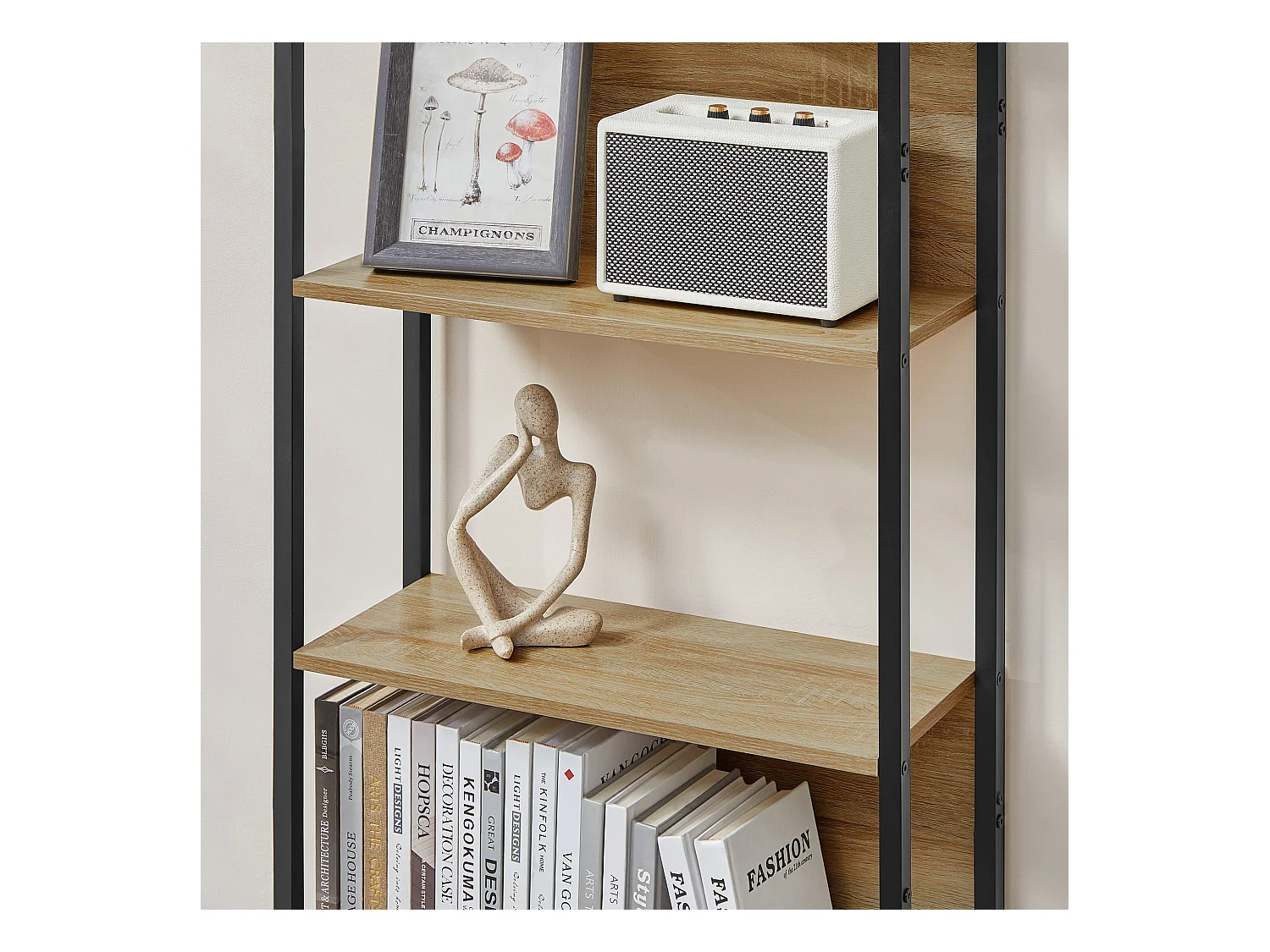 Librería Valora 6 estantes roble Sonoma marco negro organizador