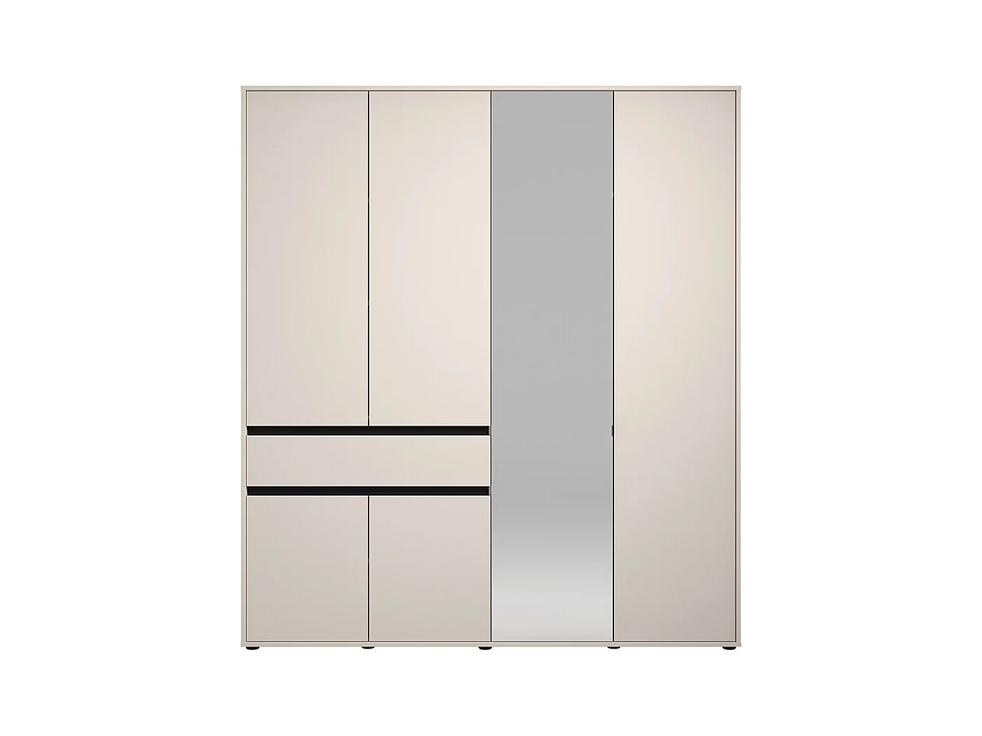 Ensemble chambre lit 160x200, 2 chevets, commode et armoire couleur beige