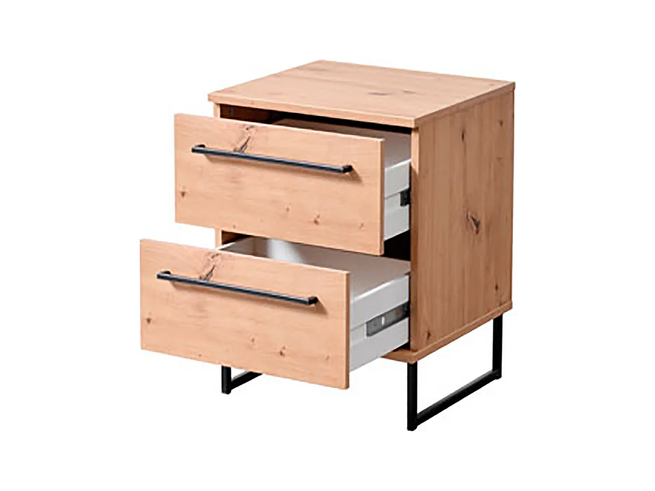 Ensemble chambre lit 160x200 et 2 chevets couleur chêne artisan / noir