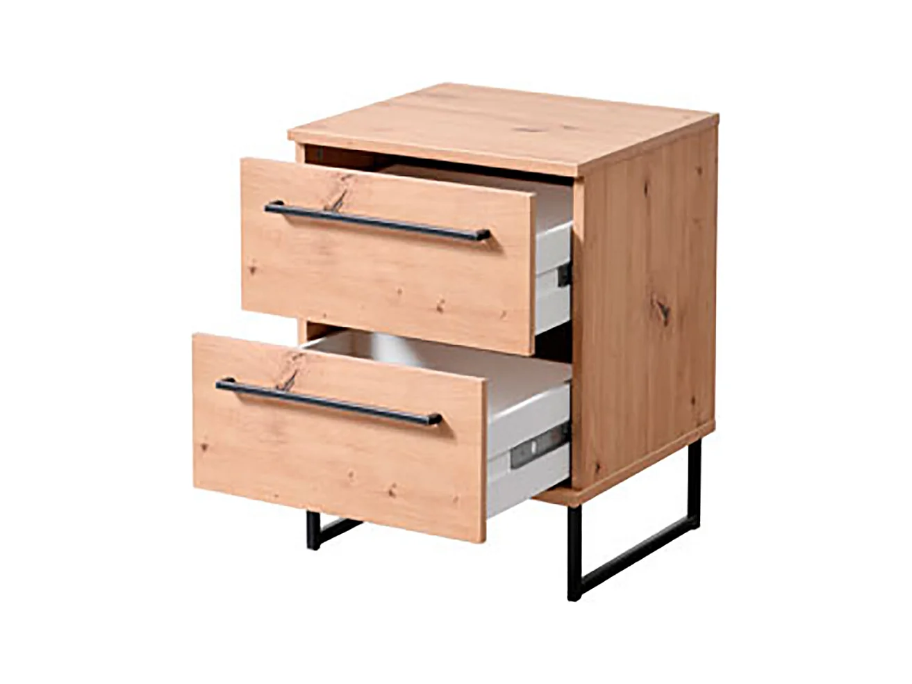 Ensemble chambre lit 160x200 et 2 chevets couleur chêne artisan / noir