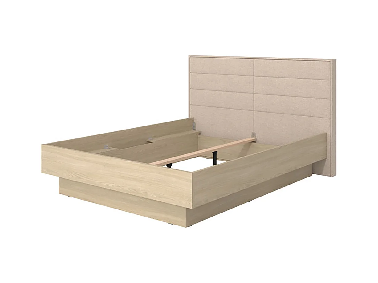 Ensemble chambre lit 160x200 et 2 chevets couleur chêne clair