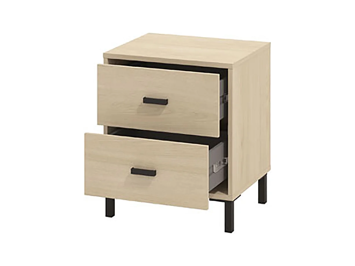 Ensemble chambre lit 160x200 et 2 chevets couleur chêne clair