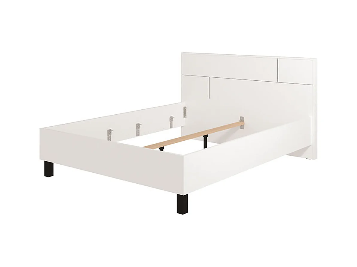 Ensemble chambre lit 160x200, 2 chevets, commode et armoire couleur blanc