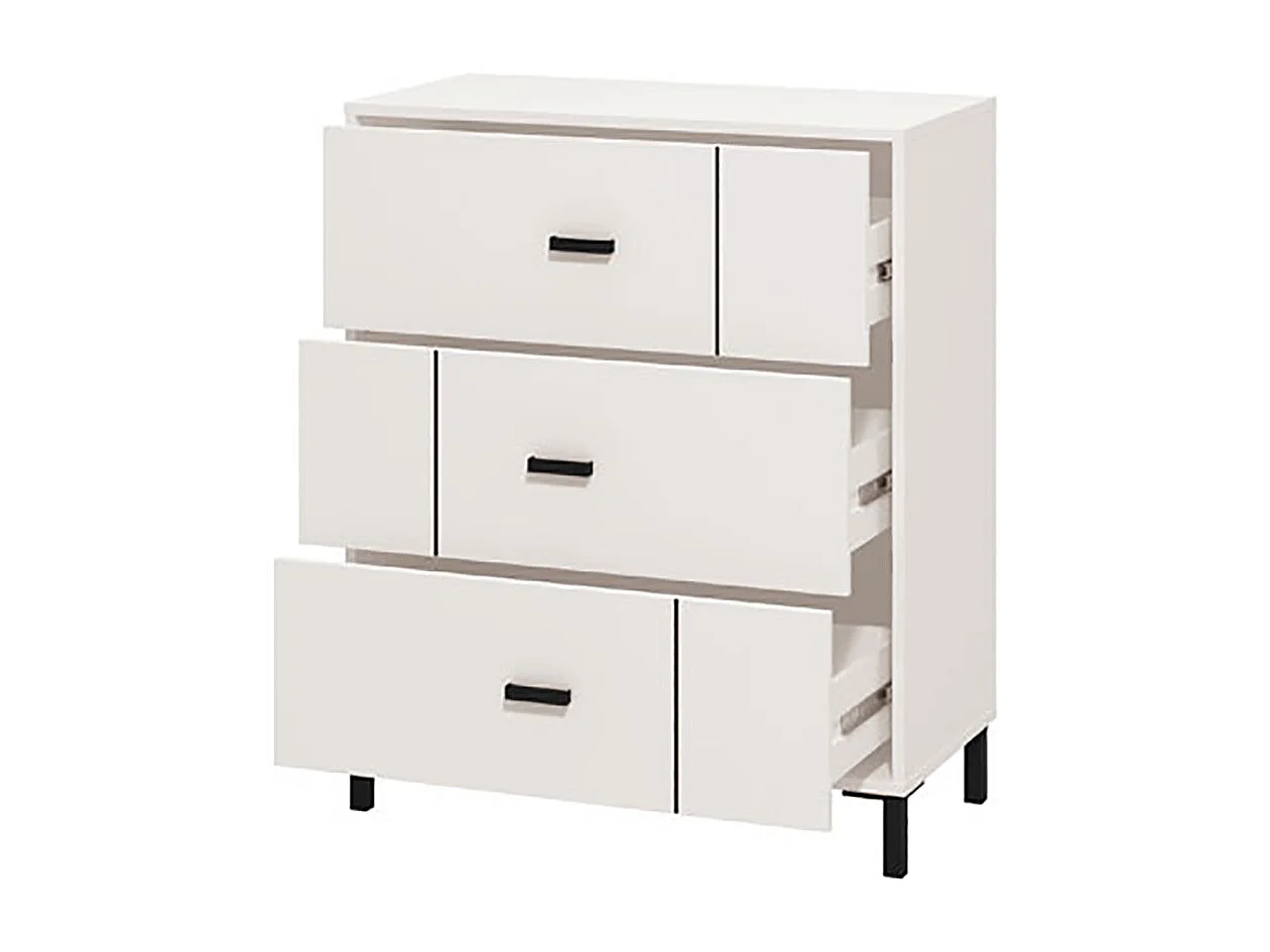 Ensemble chambre lit 160x200, 2 chevets, commode et armoire couleur blanc