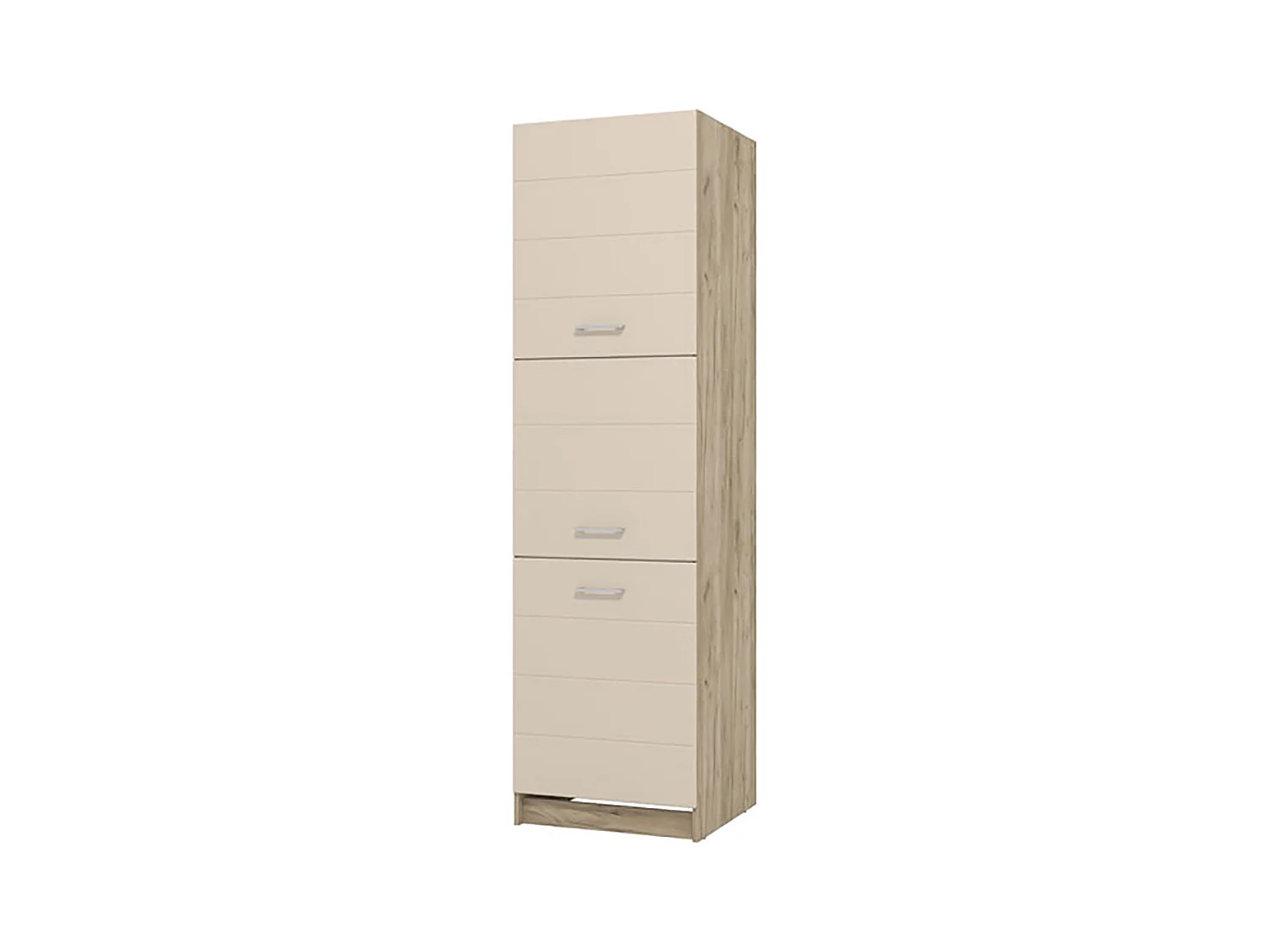 Colonne de cuisine 3 portes couleur beige brillant / chêne - Longueur 60 x Profondeur 57.5 x Hauteur 214.5 cm