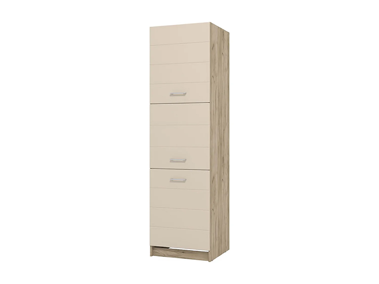 Colonne de cuisine 3 portes couleur beige brillant / chêne - Longueur 60 x Profondeur 57.5 x Hauteur 214.5 cm