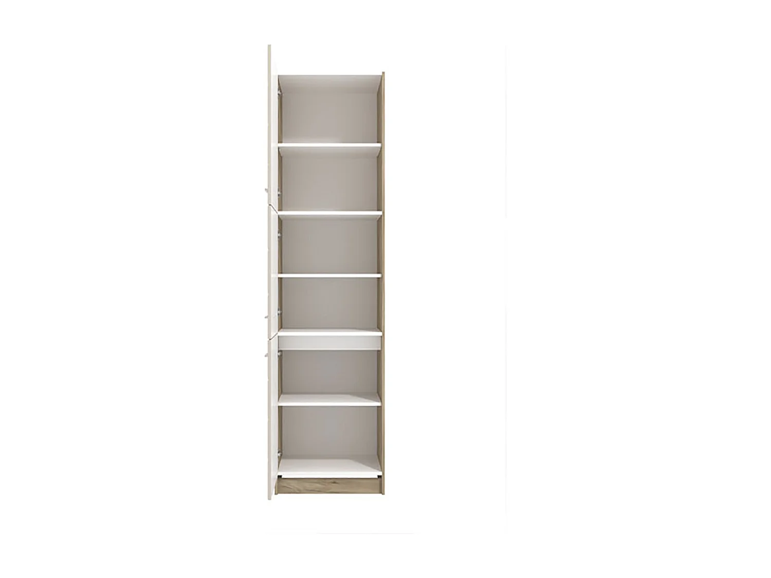 Colonne de cuisine 3 portes couleur beige brillant / chêne - Longueur 60 x Profondeur 57.5 x Hauteur 214.5 cm