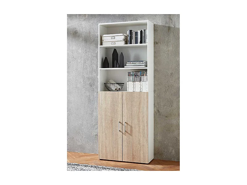 Hoher Aktenschrank Made in Germany Wei� & Sonoma Eiche