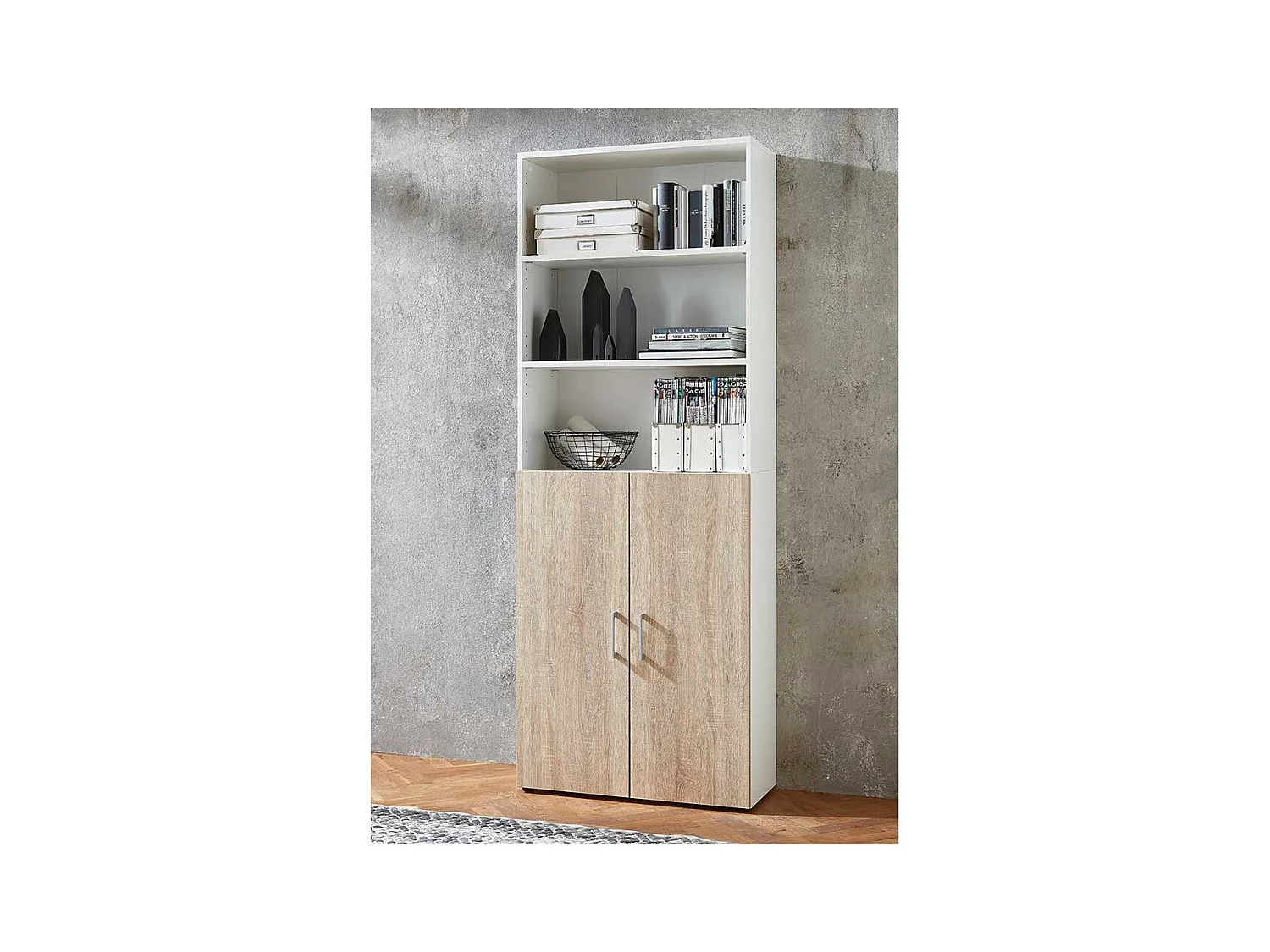 Hoher Aktenschrank Made in Germany Wei� & Sonoma Eiche