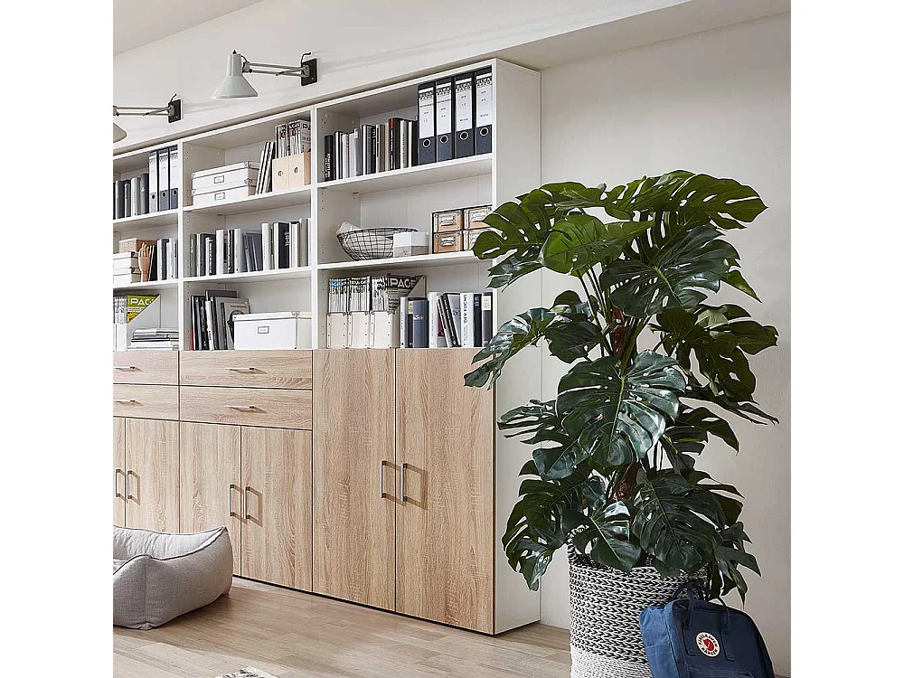 Hoher Aktenschrank Made in Germany Wei� & Sonoma Eiche