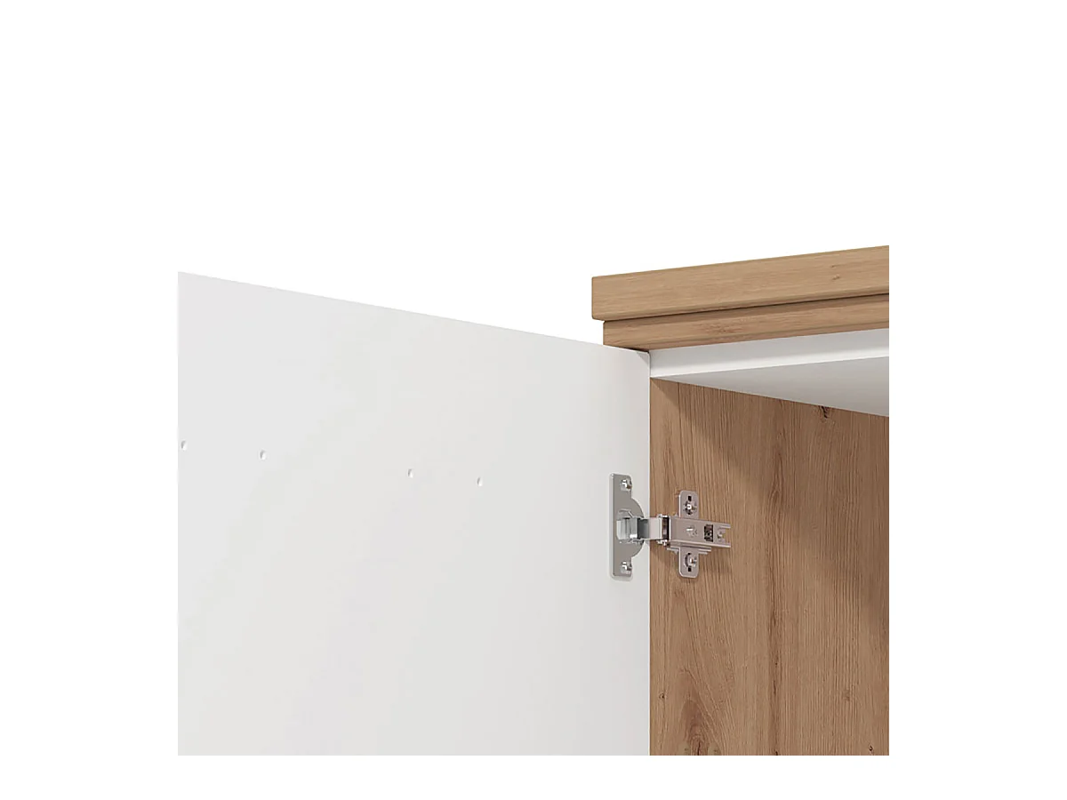 Colonne de cuisine 3 portes couleur gris mat / chêne artisan - Longueur 60 x Profondeur 57.5 x Hauteur 218.5 cm