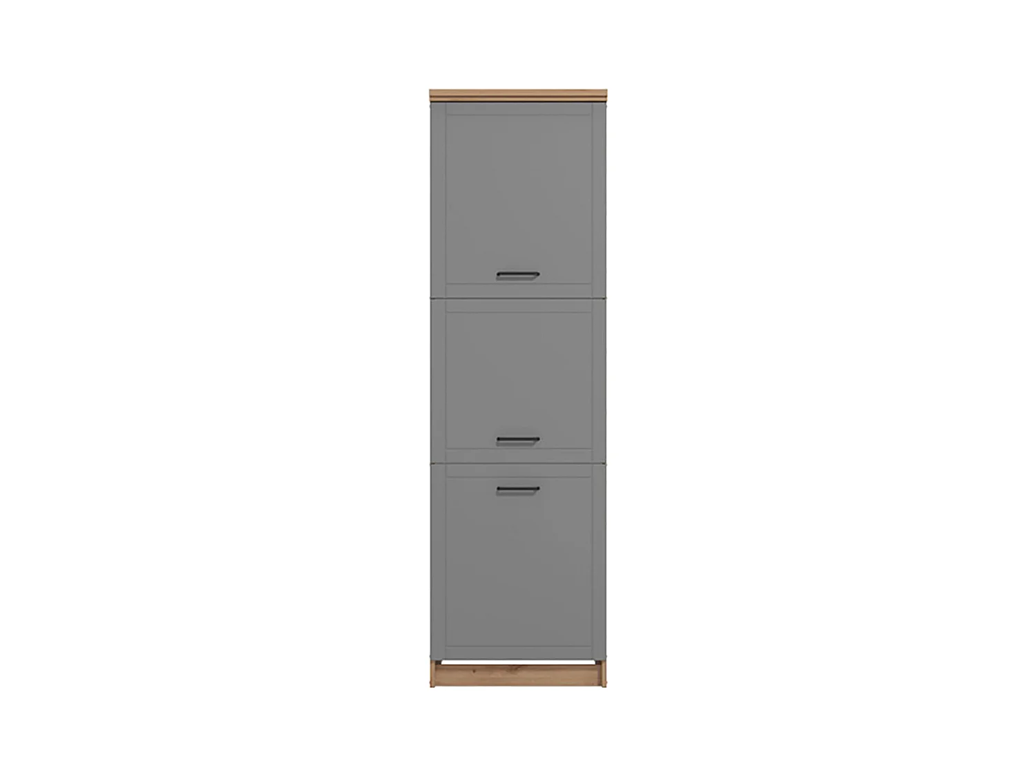 Colonne de cuisine 3 portes couleur gris mat / chêne artisan - Longueur 60 x Profondeur 57.5 x Hauteur 218.5 cm