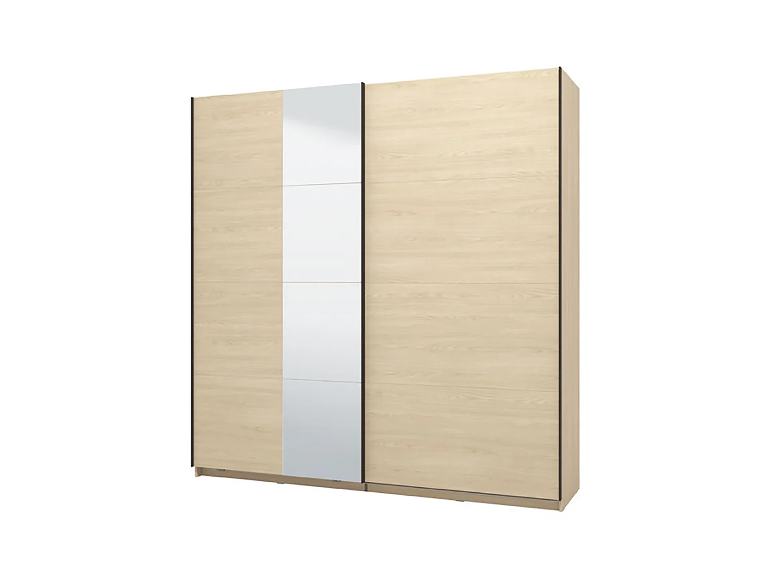 Ensemble chambre lit 160x200, 2 chevets, commode et armoire couleur chêne clair