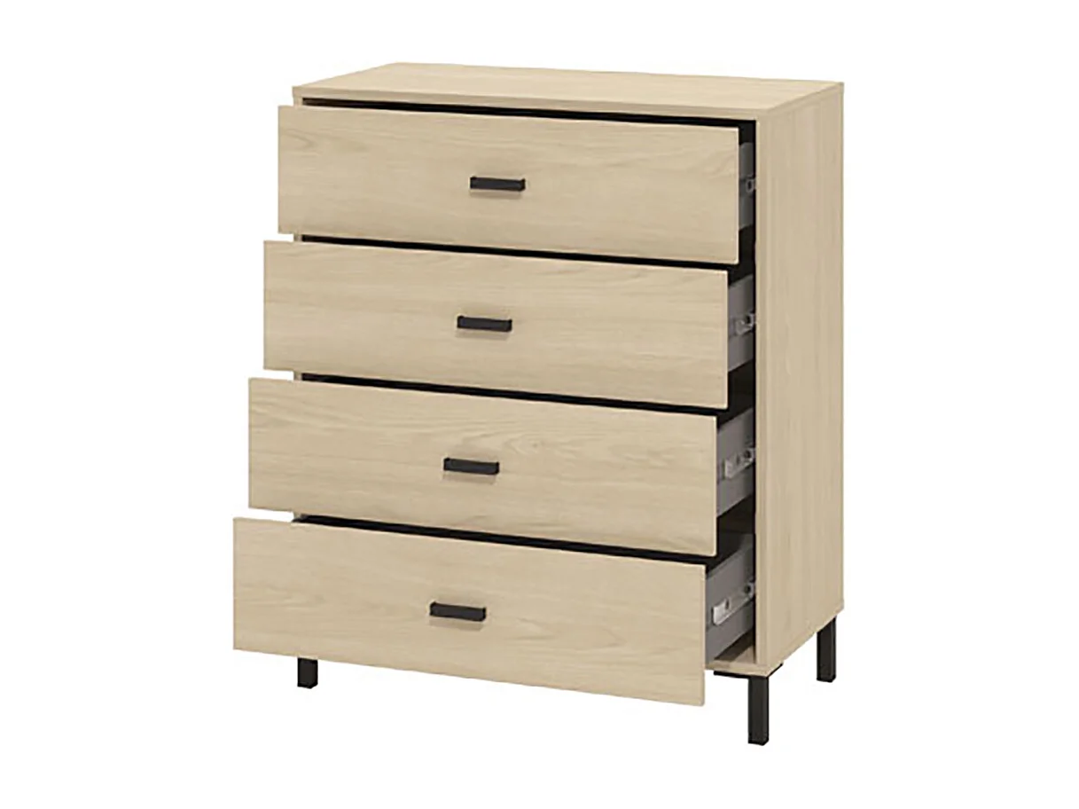 Ensemble chambre lit 160x200, 2 chevets, commode et armoire couleur chêne clair