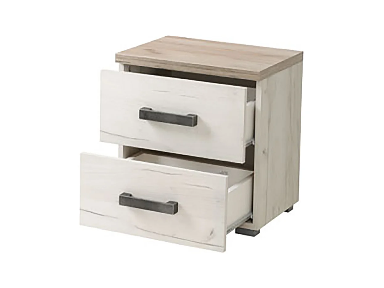 Ensemble chambre lit 160x200, 2 chevets et armoire couleur chêne blanc / chêne gris