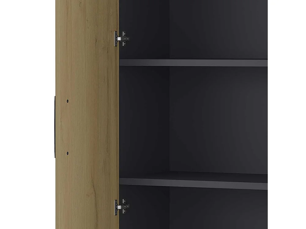 Büroschrank in Wildeichefarben und Dunkelgrau 200 cm hoch