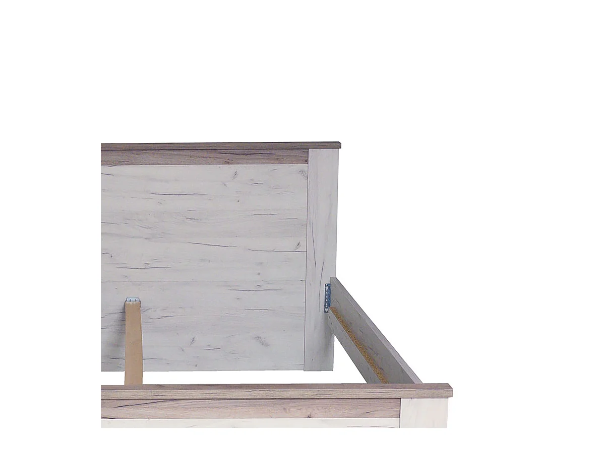 Ensemble chambre lit 160x200 et 2 chevets couleur chêne blanc / chêne gris