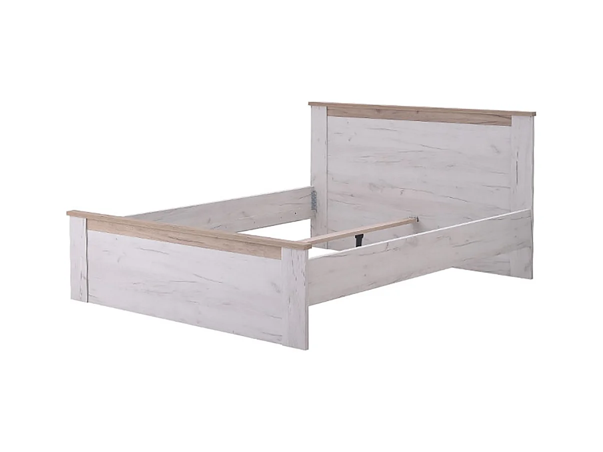 Ensemble chambre lit 160x200 et 2 chevets couleur chêne blanc / chêne gris