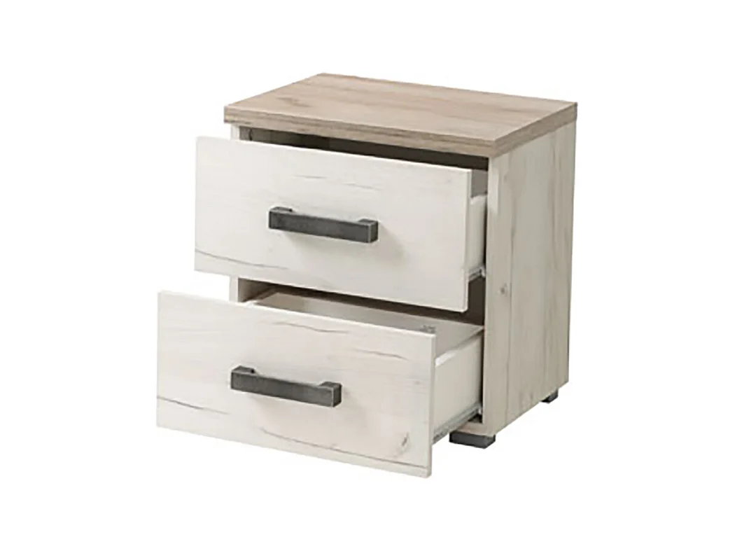 Ensemble chambre lit 160x200 et 2 chevets couleur chêne blanc / chêne gris