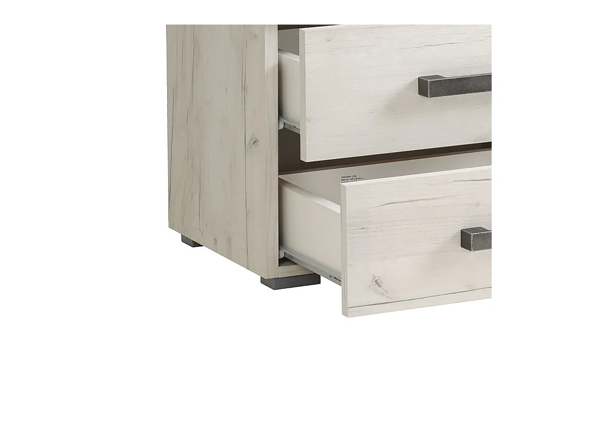 Ensemble chambre lit 160x200 et 2 chevets couleur chêne blanc / chêne gris