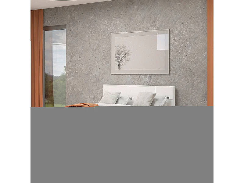 Ensemble chambre lit 160x200 et 2 chevets couleur blanc