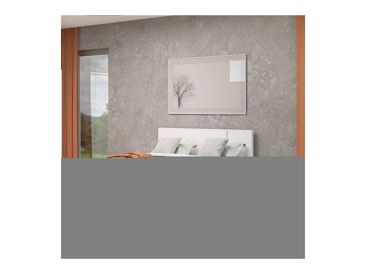 Ensemble chambre lit 160x200 et 2 chevets couleur blanc