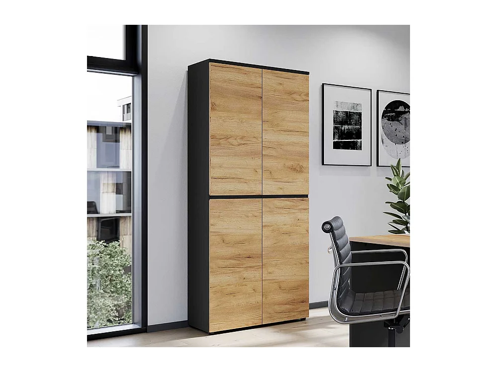 Home Office Schrank für Ordner Wildeichefarben & Anthrazit