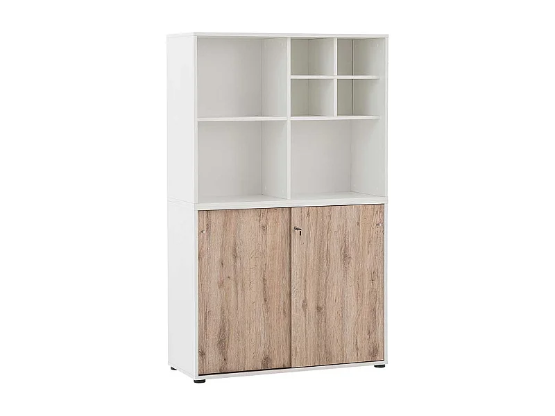 Moderner Büroschrank in Wildeichefarben & Weiß Made in Germany