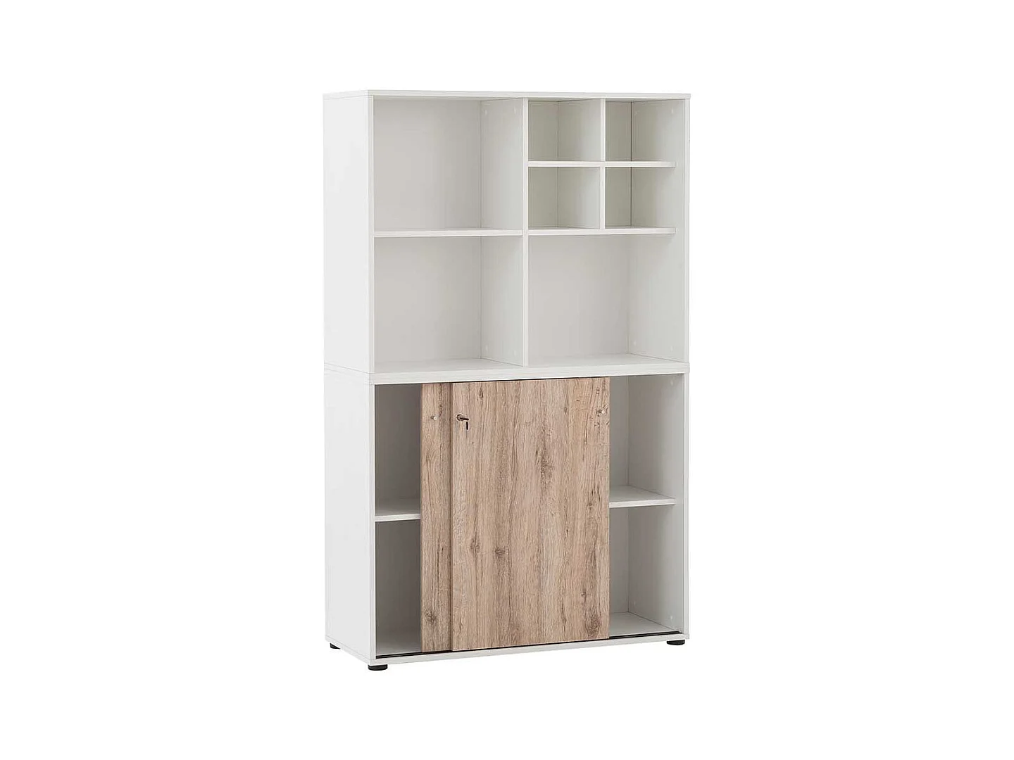 Moderner Büroschrank in Wildeichefarben & Weiß Made in Germany