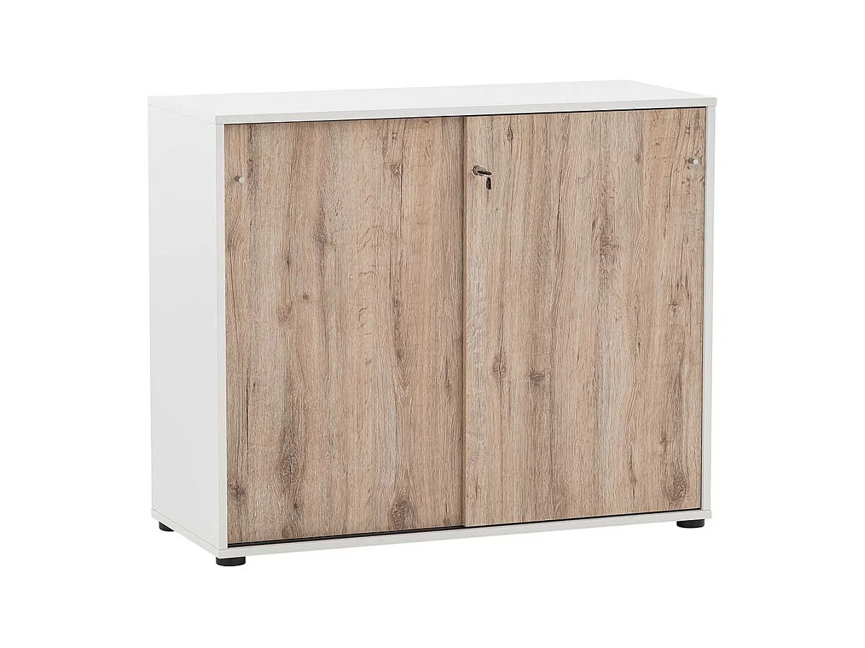 Moderner Büroschrank in Wildeichefarben & Weiß Made in Germany