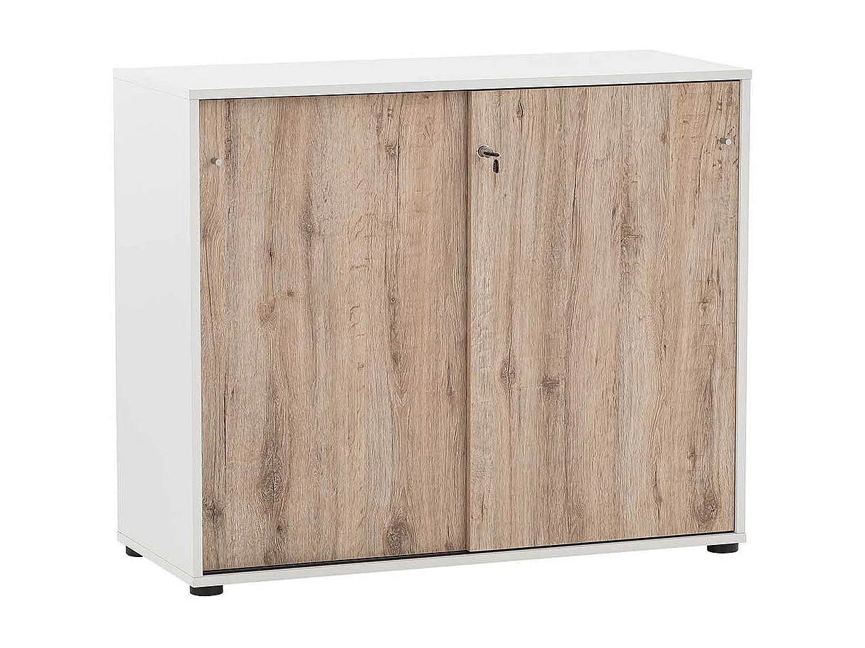 Moderner Büroschrank in Wildeichefarben & Weiß Made in Germany