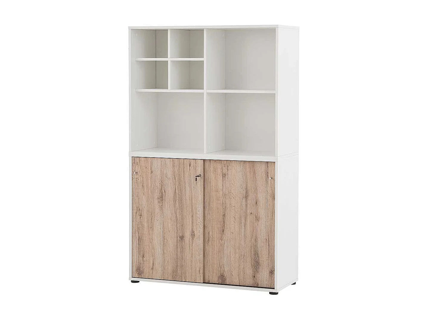 Moderner Büroschrank in Wildeichefarben & Weiß Made in Germany