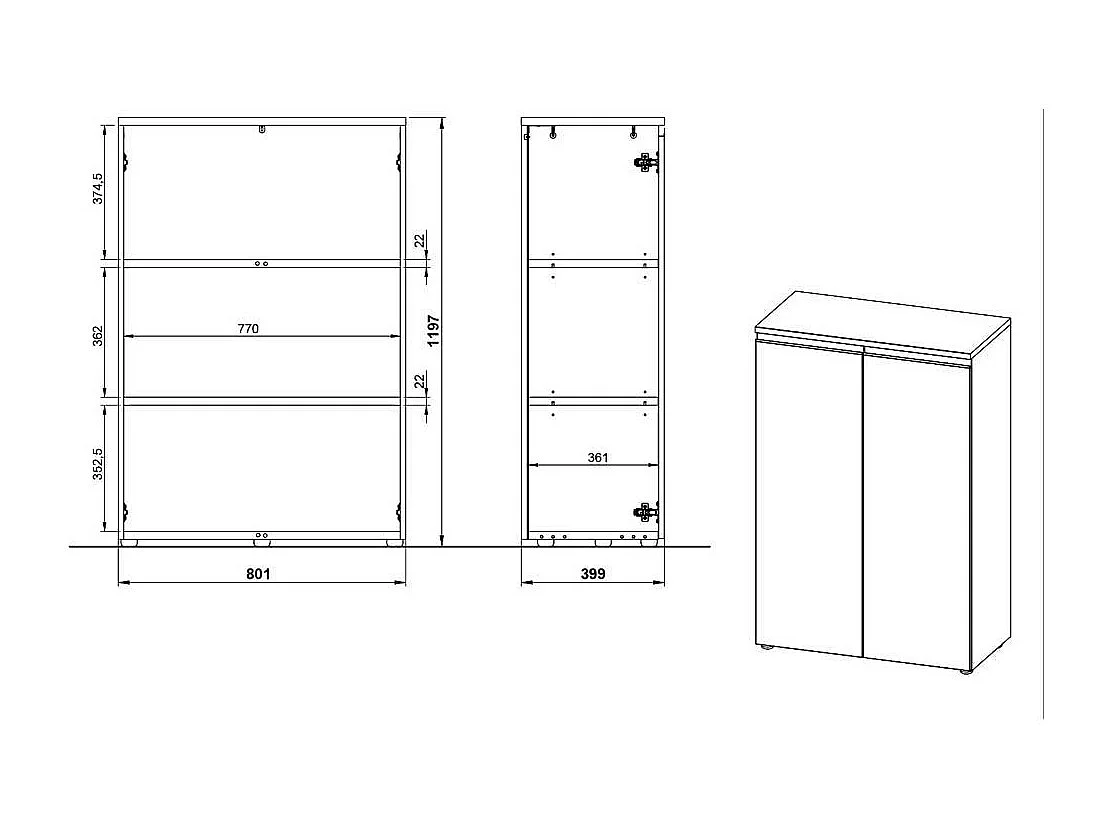 Büroschrank Schrank Büro mit Drehtüren melaminbeschichtet