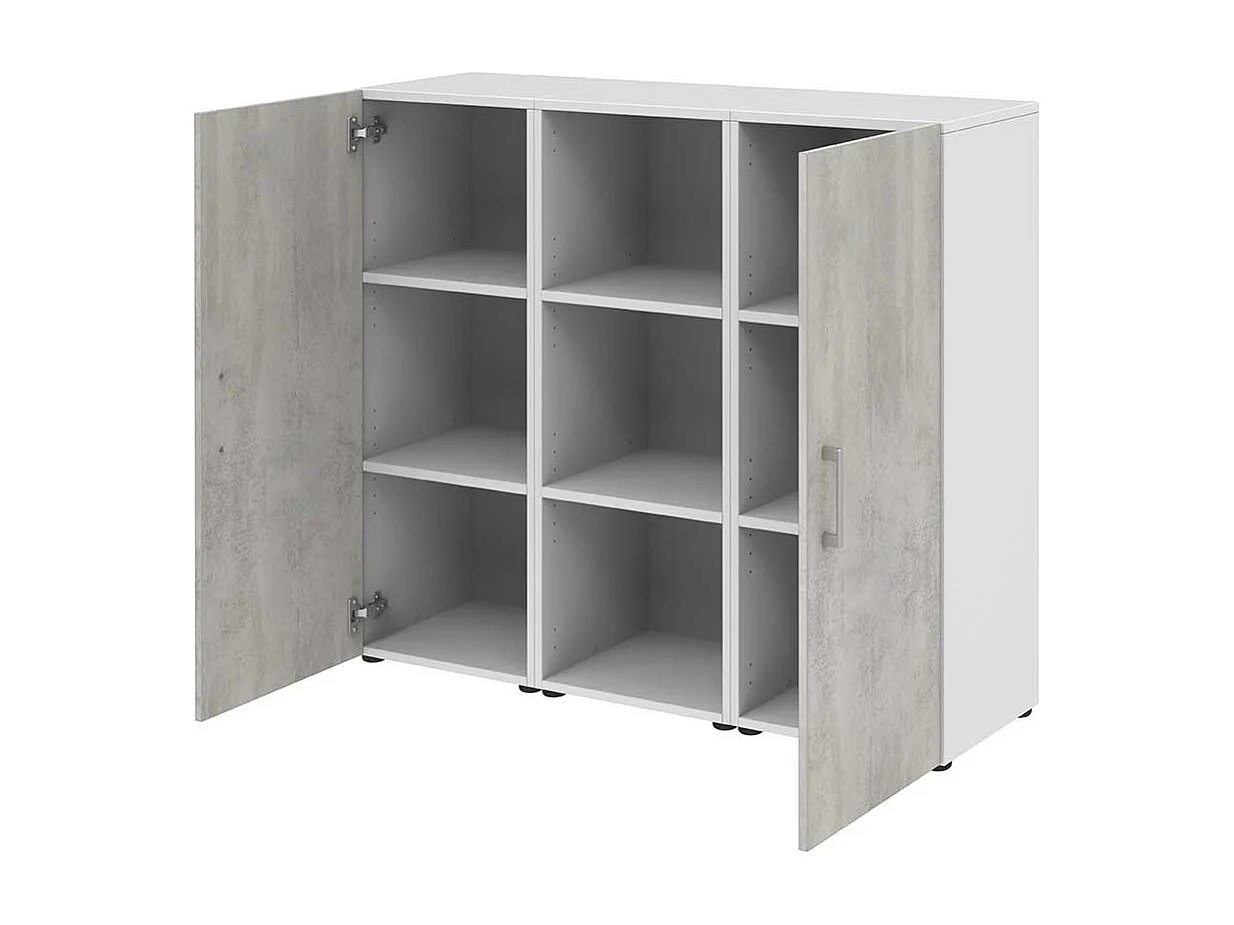 Home Office Aktenschrank in Wei� Beton Optik Grau