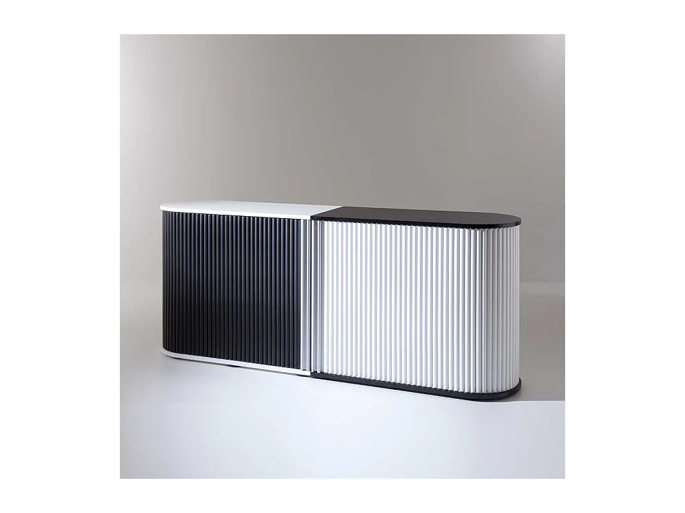 Büroschrank mit Rollo Schwarz und Weiß (zweiteilig)