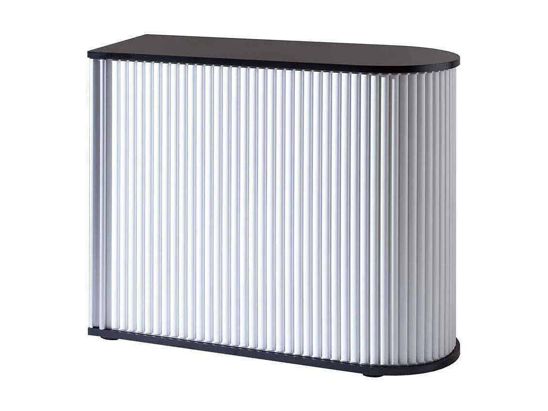 Büroschrank mit Rollo Schwarz und Weiß (zweiteilig)