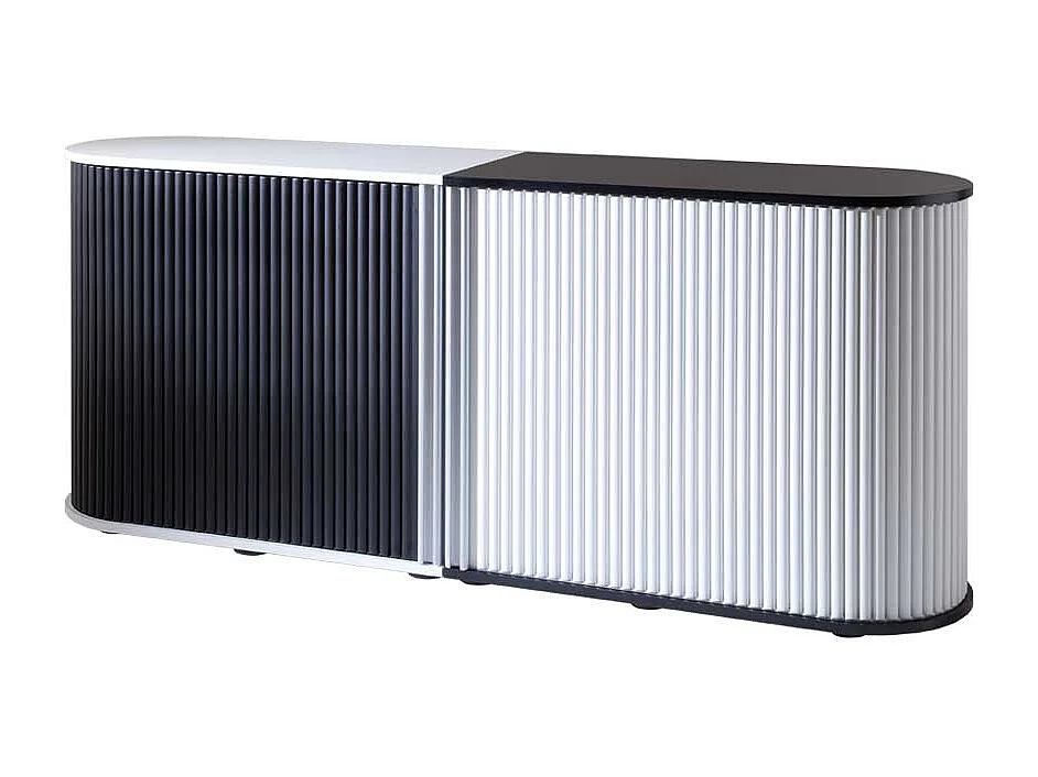 Büroschrank mit Rollo Schwarz und Weiß (zweiteilig)