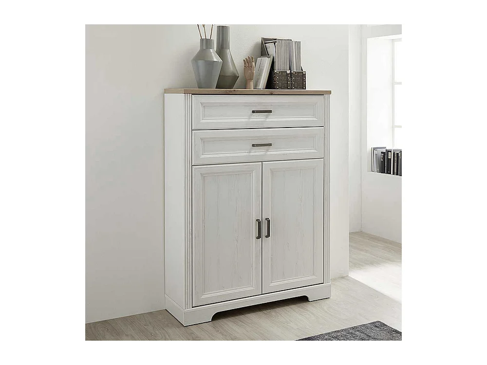 Büroschrank Landhaus Stil 127 cm hoch zwei Schubladen