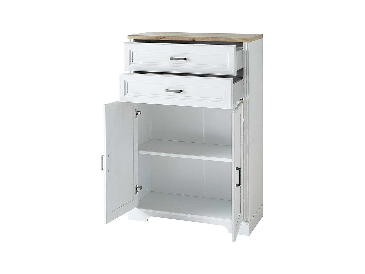 Büroschrank Landhaus Stil 127 cm hoch zwei Schubladen