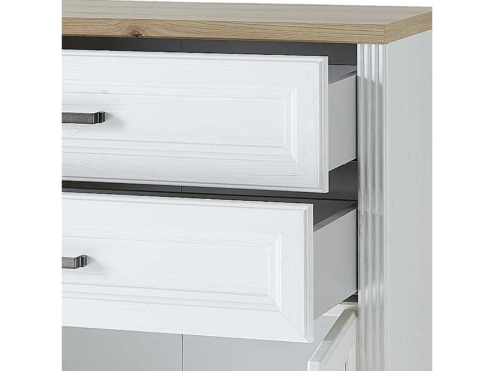 Büroschrank Landhaus Stil 127 cm hoch zwei Schubladen