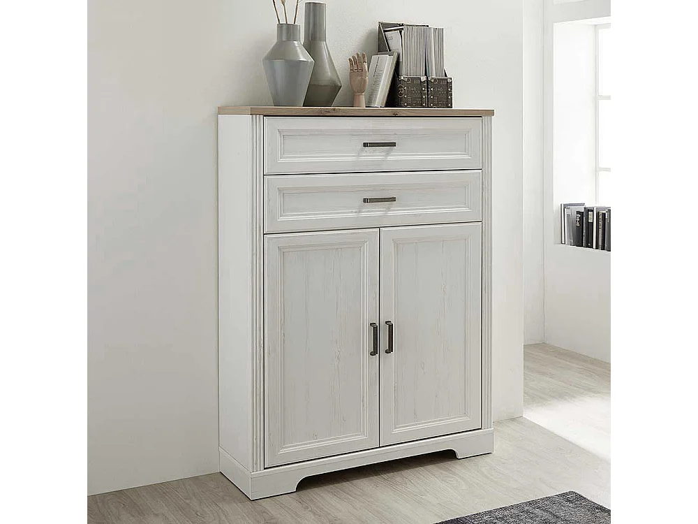 Büroschrank Landhaus Stil 127 cm hoch zwei Schubladen